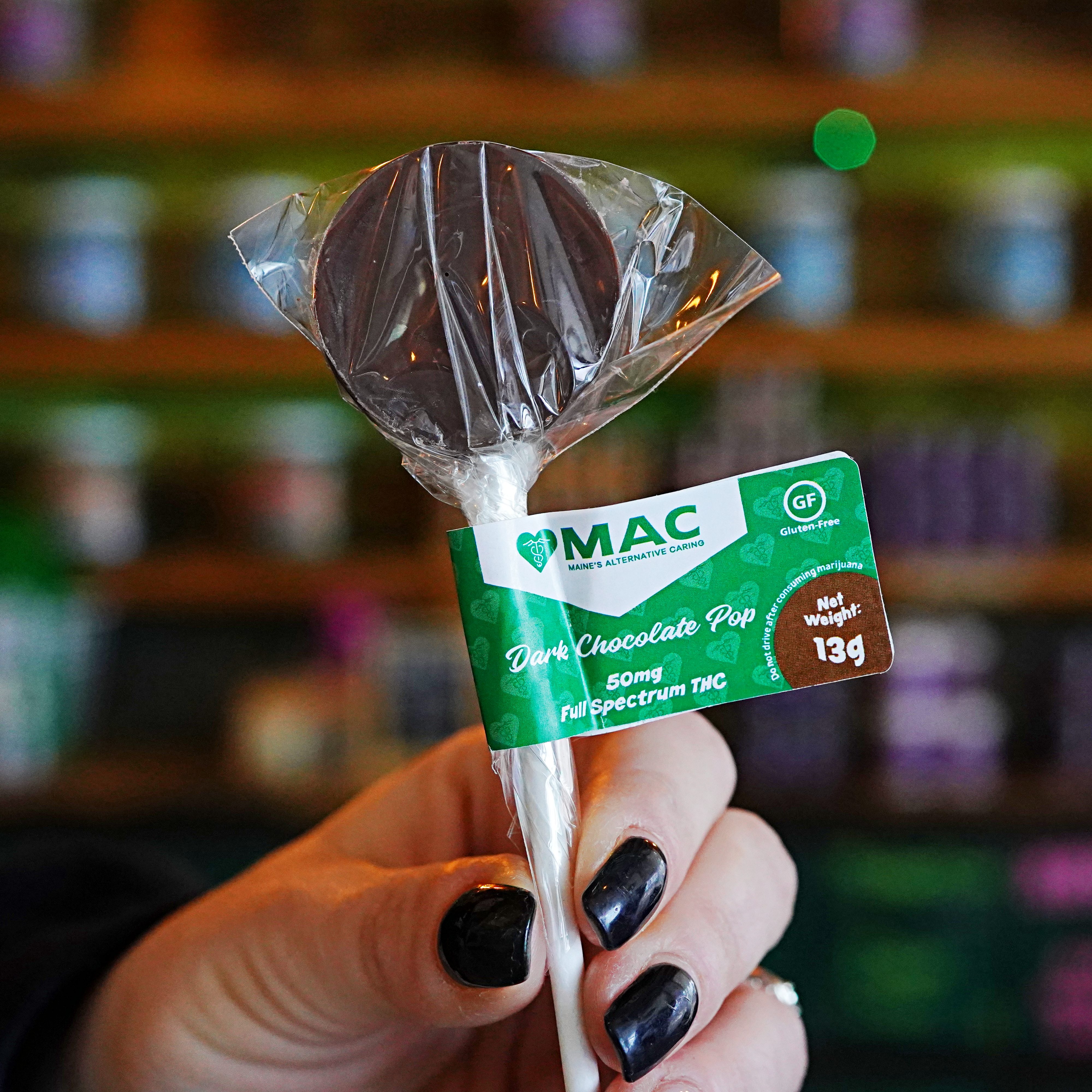 Photograph of product: 50mg Dark Chocolate Pop