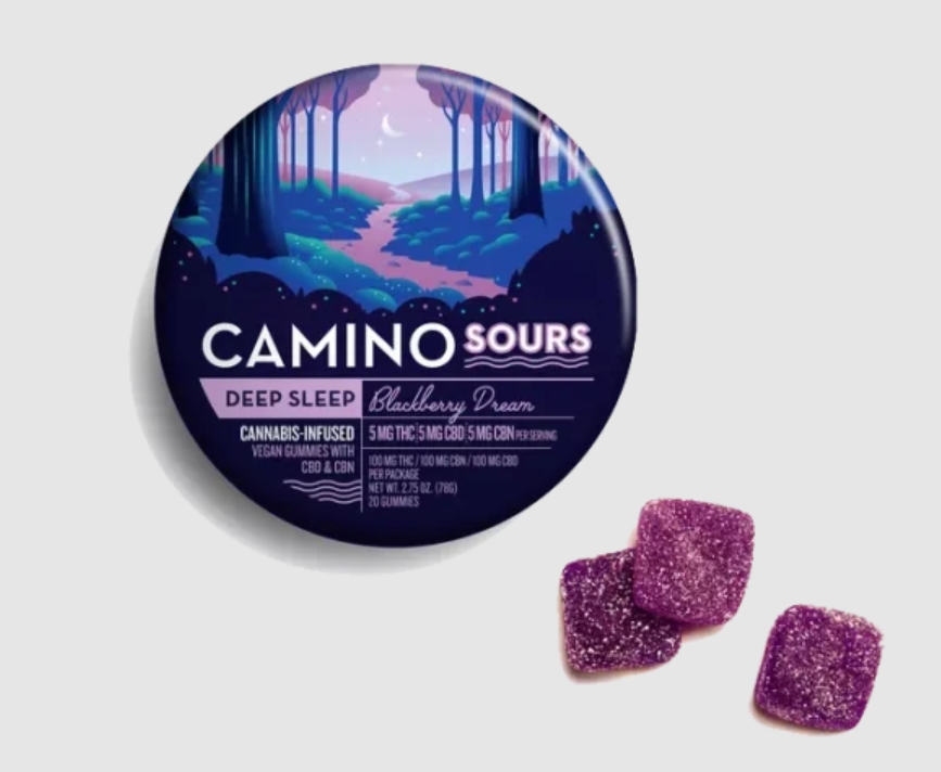 Photograph of product: Sour Blackberry Dream | 5:5:5 | CBD:CBN:THC | Gummies | 20pk 100mg | Caminos