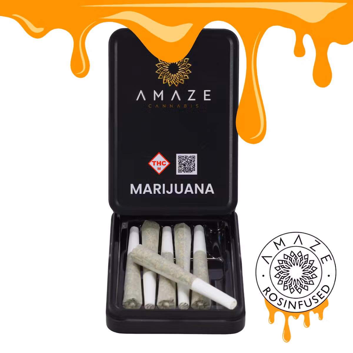 Photograph of product: Amaze Red Runtz Rosin Infused 6pk Pre-rolls | 3g