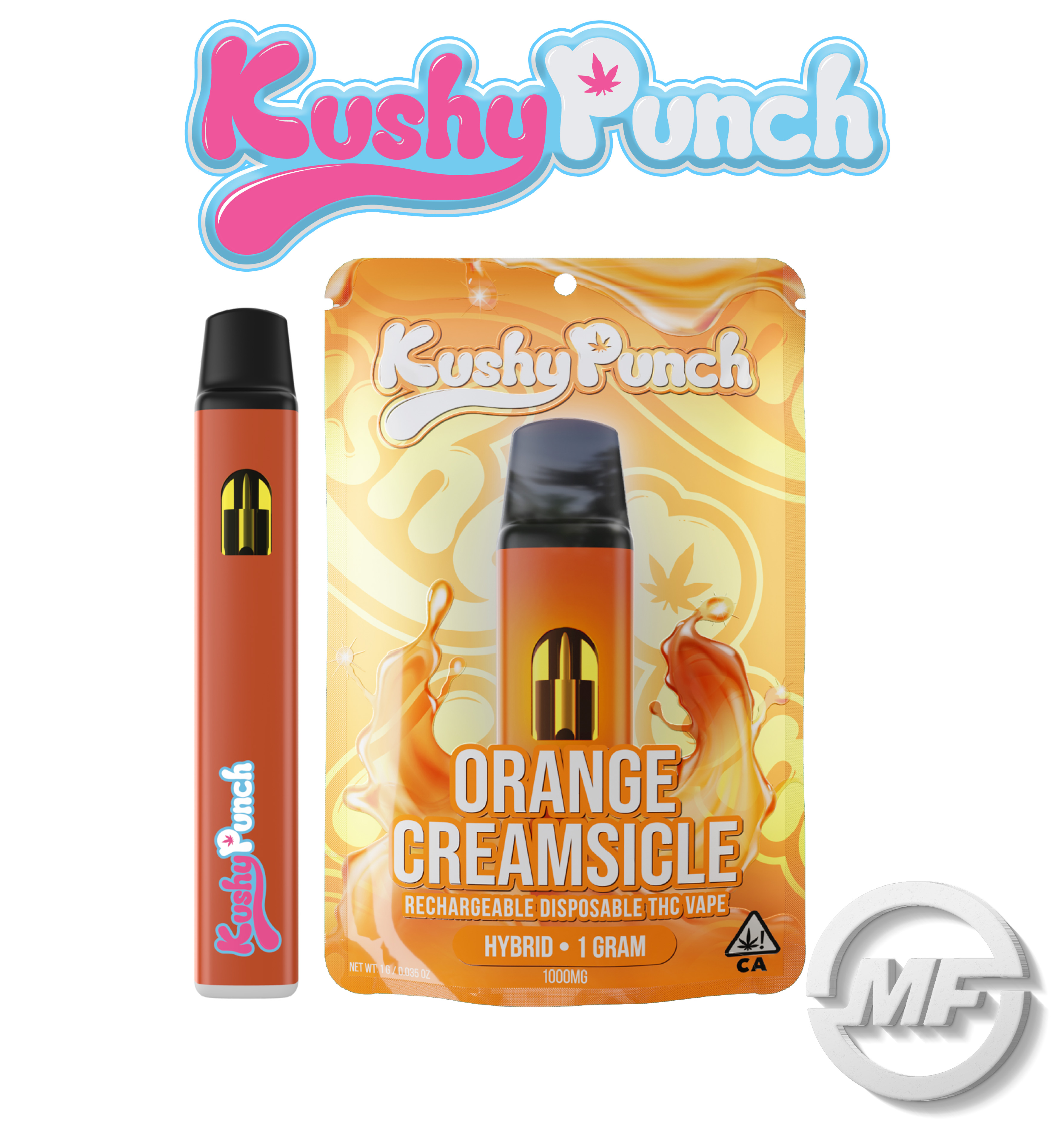 Photograph of product: Kushy Punch | Orange Creamsicle | Rechargeable Disposable | 1g