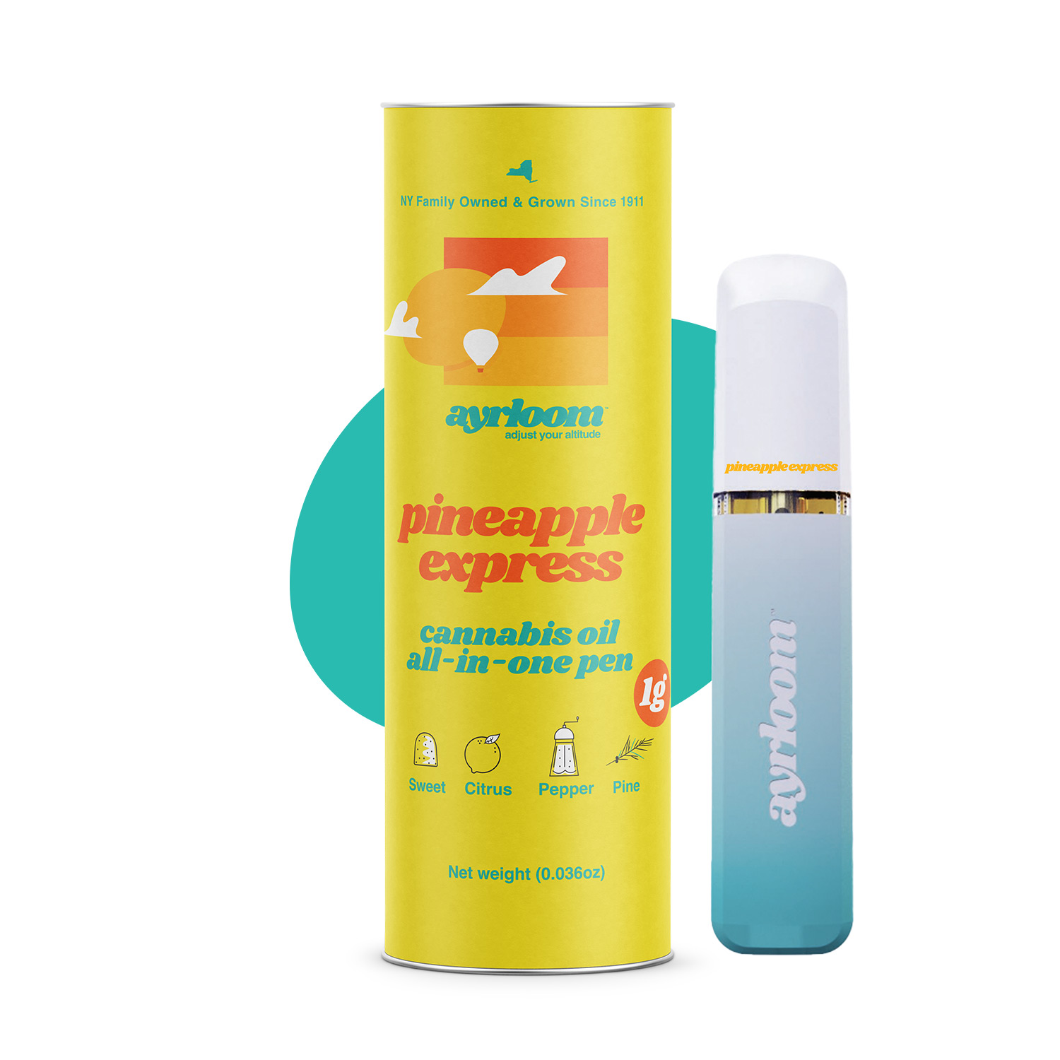 Photograph of product: Ayrloom | Pineapple Express | Oui'd | AIO | 1g