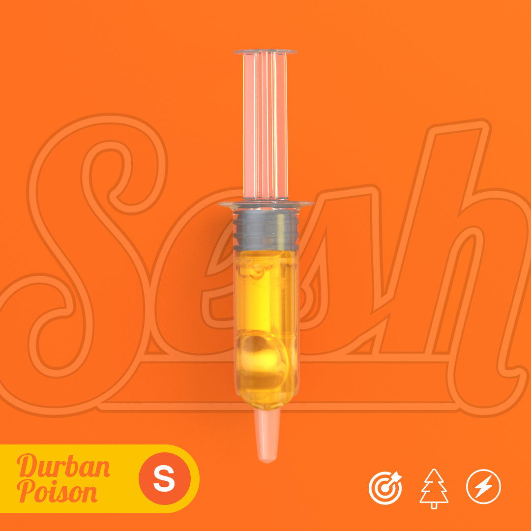 Photograph of product: SESH - Durban Poison (S) 1000mg Distillate Syringe