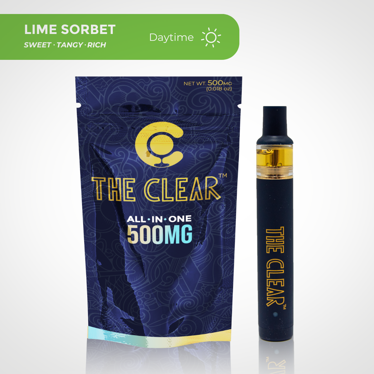 Photograph of product: The Clear All-In-One Lime Sorbet 500mg