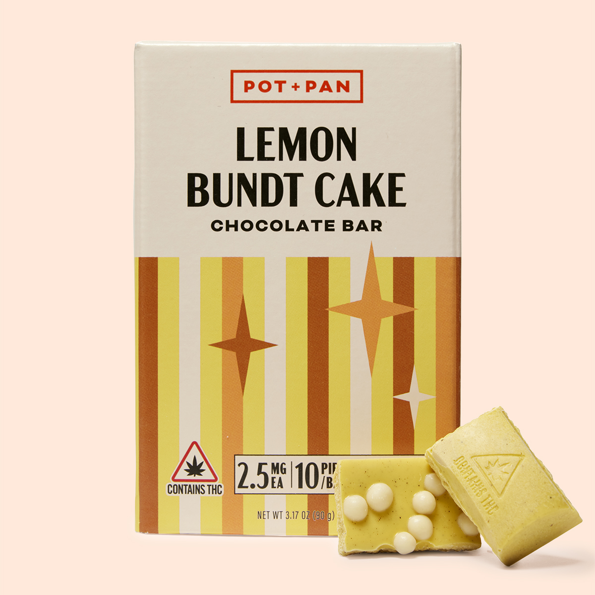 Photograph of product: Pot+Pan - Lemon Bundt Bar - Chocolate Bar - 25mg