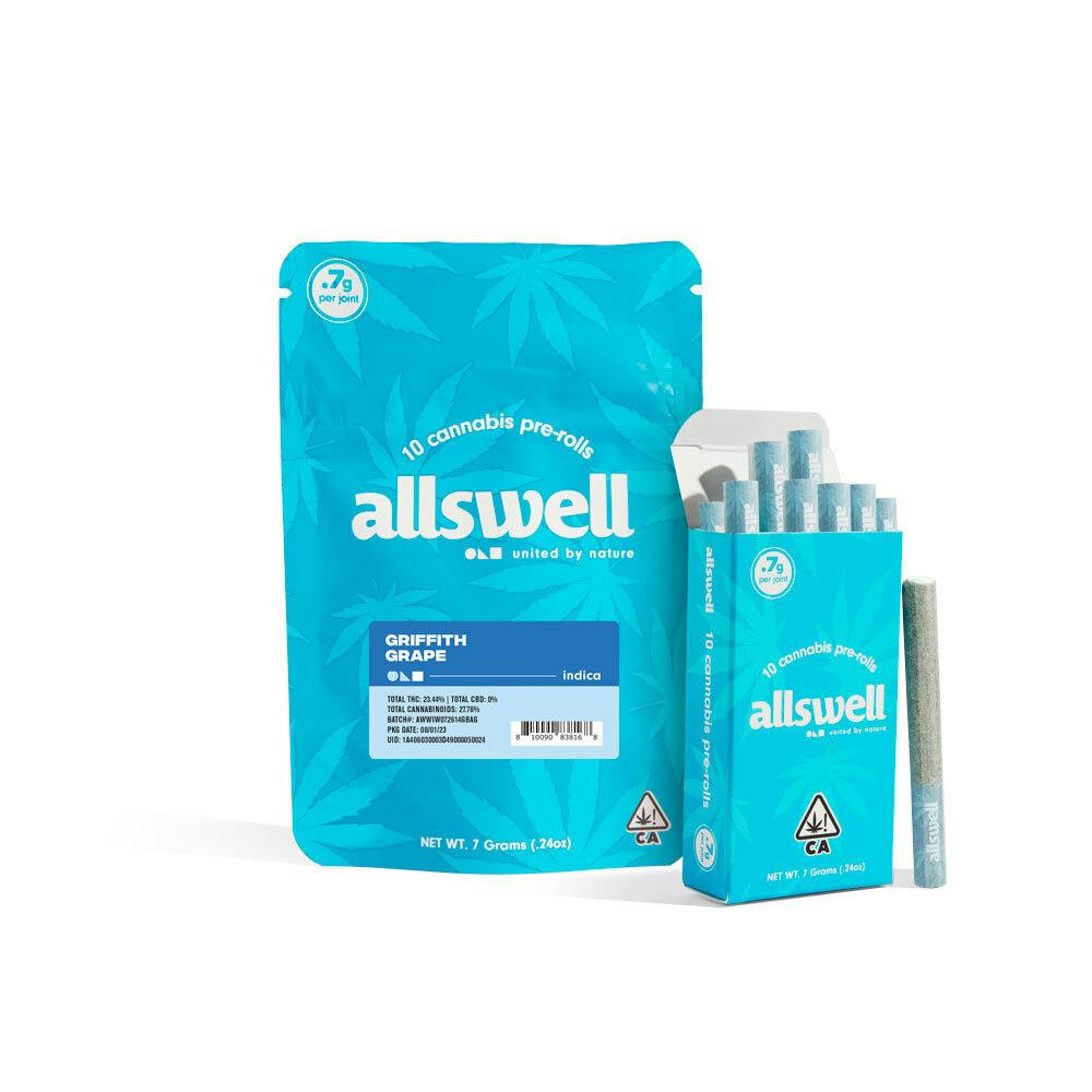 Photograph of product: Allswell Griffith Grape Oui'd x10PK Prerolls 7g