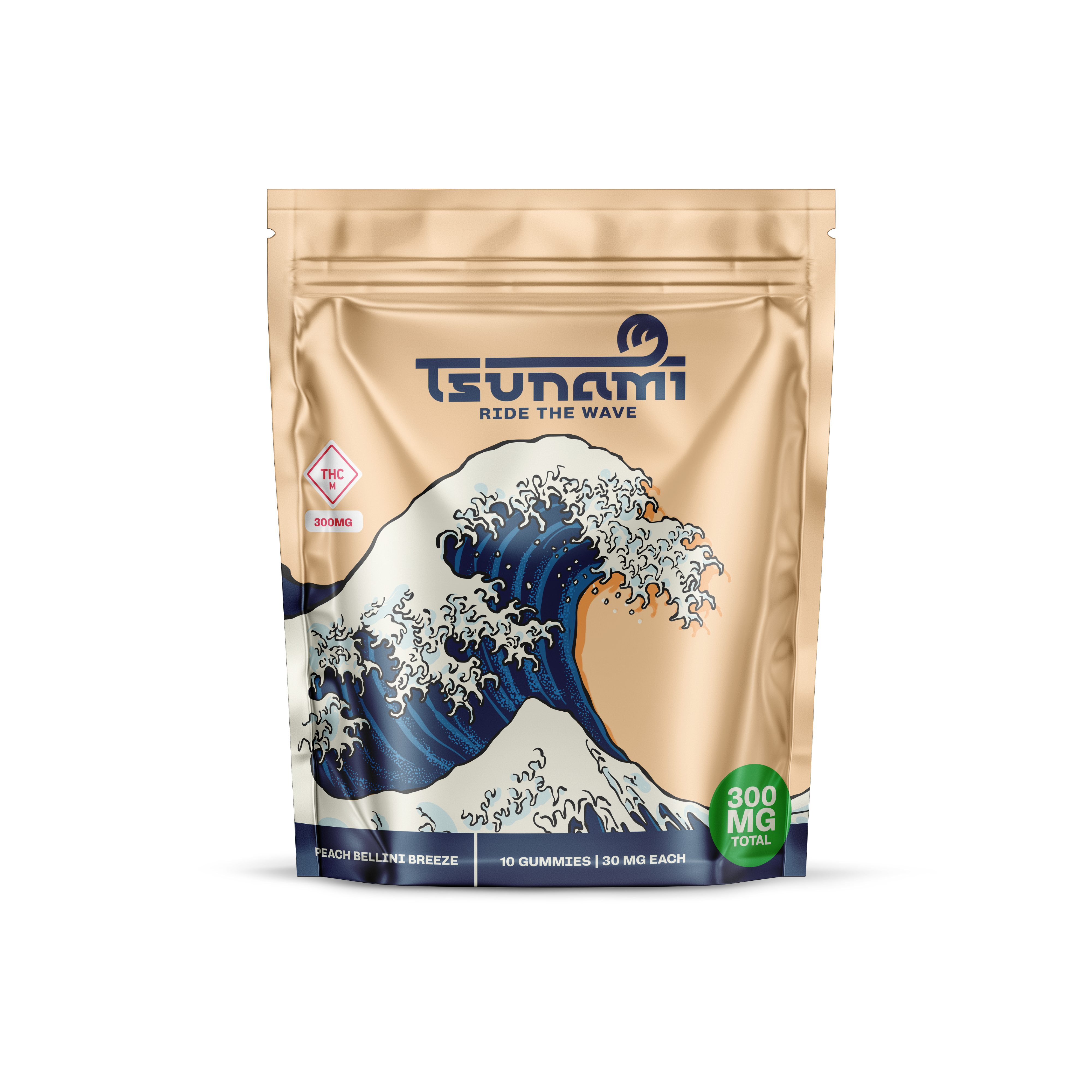 Photograph of product: Tsunami Canna | Peach Bellini Breeze Gummies | 300mg (10pk)