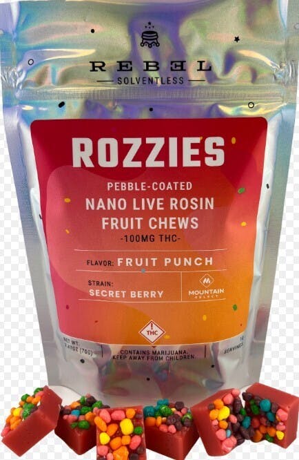 Photograph of product: Rozzies Live Rosin Fruit Chews 100mg - Fruit Punch