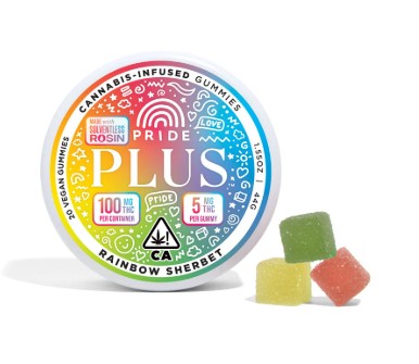 Photograph of product: PRIDE RAINBOW SHERBET GUMMIES 20 PACK 100MG
