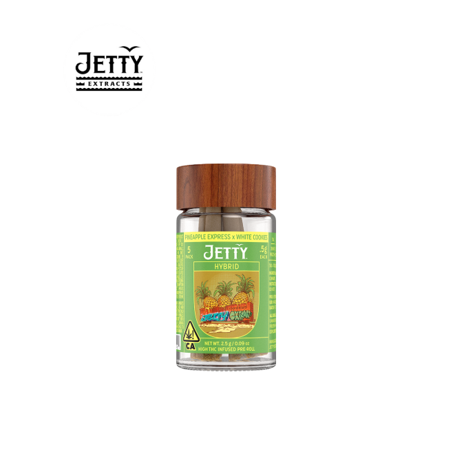 Photograph of product: PINEAPPLE EXPRESS X WHITE COOKIES 2.5G 5 PACK INFUSED PREROLLS