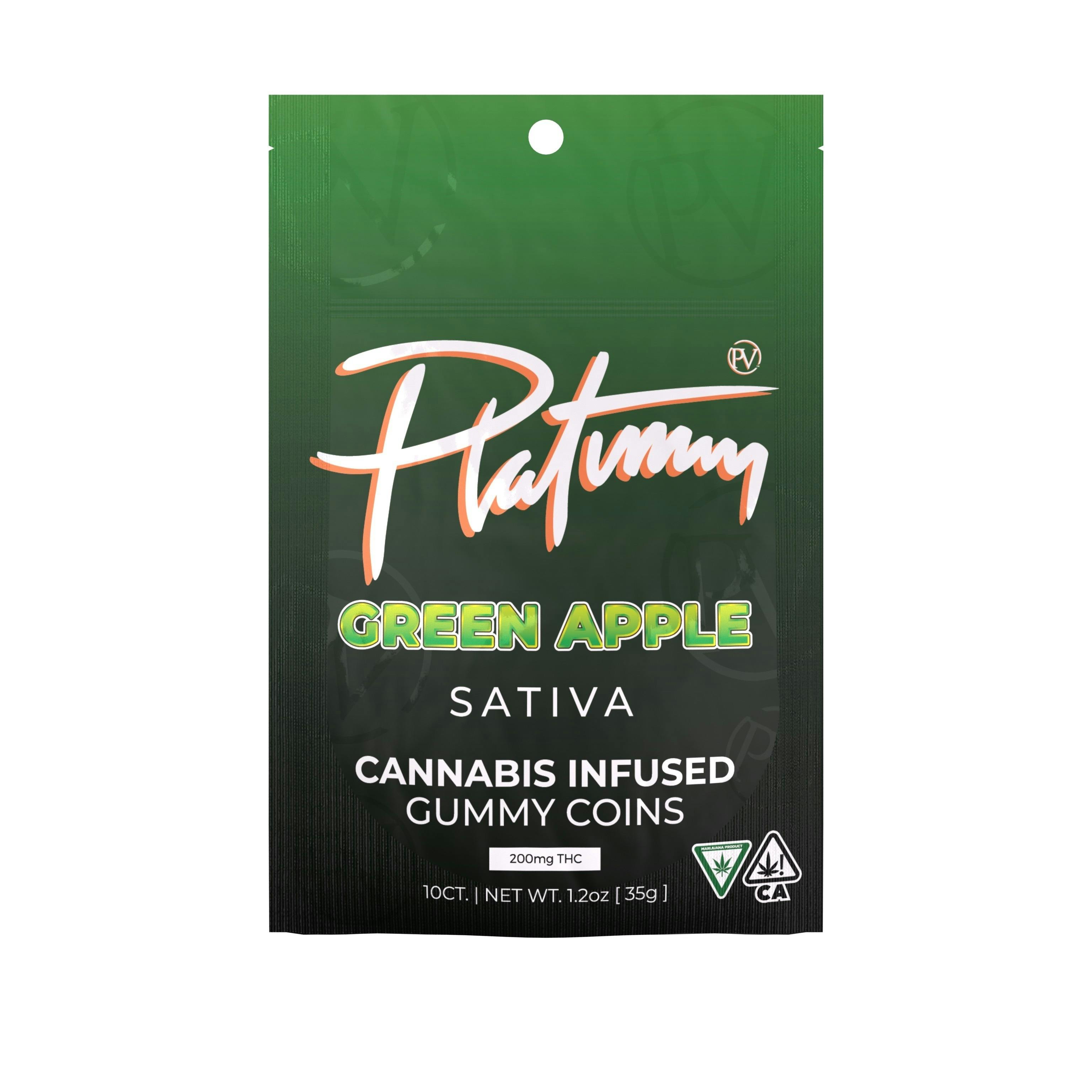 Photograph of product: Green Apple 200mg Oui'd Gummy Coins 10-pack