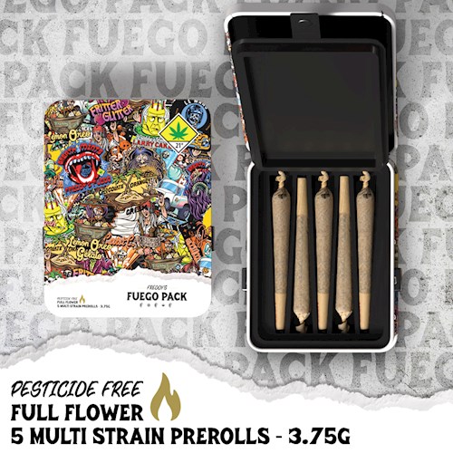 Photograph of product: Freddy's Fuego | Multiple Strains | Pre-roll Pack | DOH | 5 x 0.75g