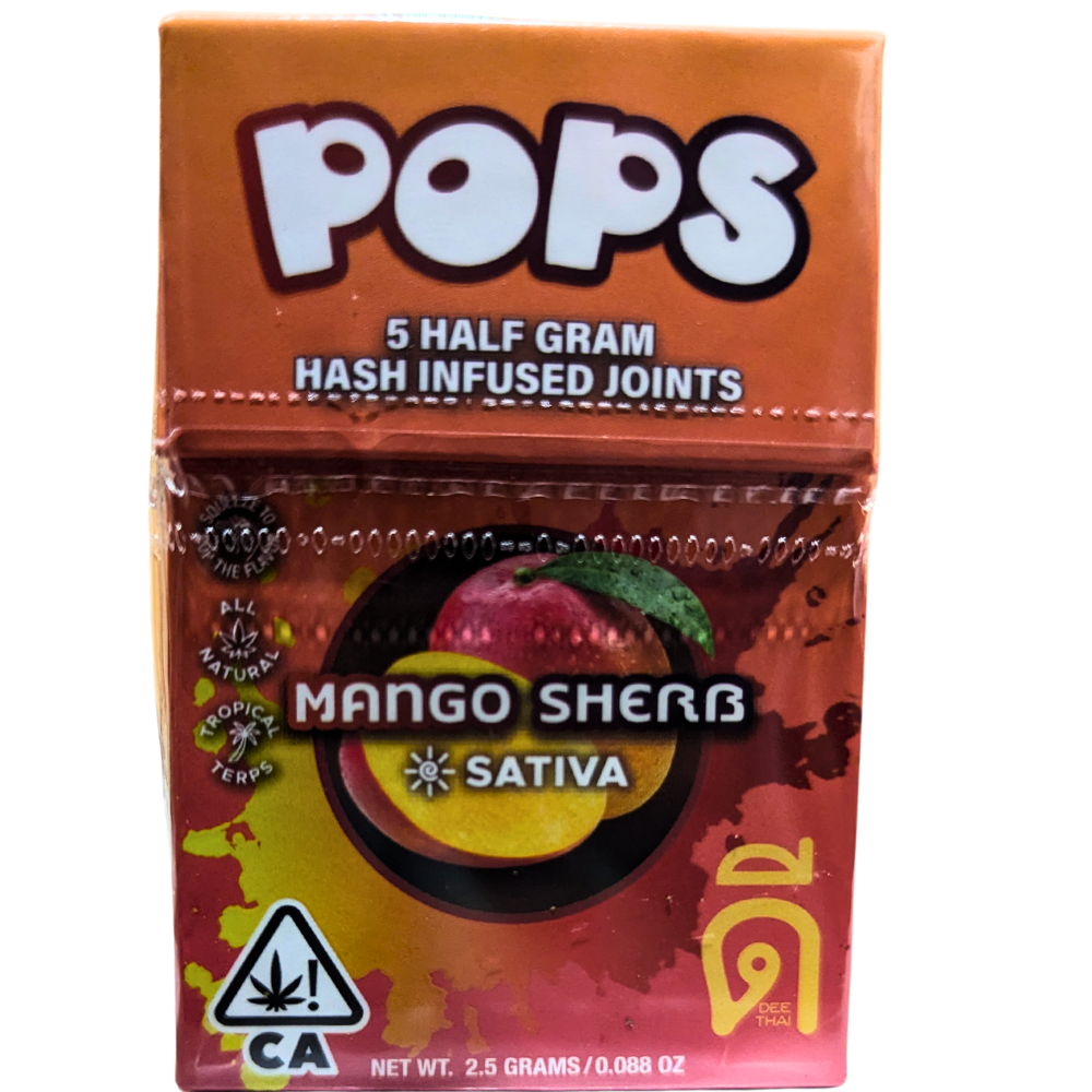 Photograph of product: Dee Thai Pops au chocolat Infused Prerolls 5pk 2.5g - Mango Sherb (S)