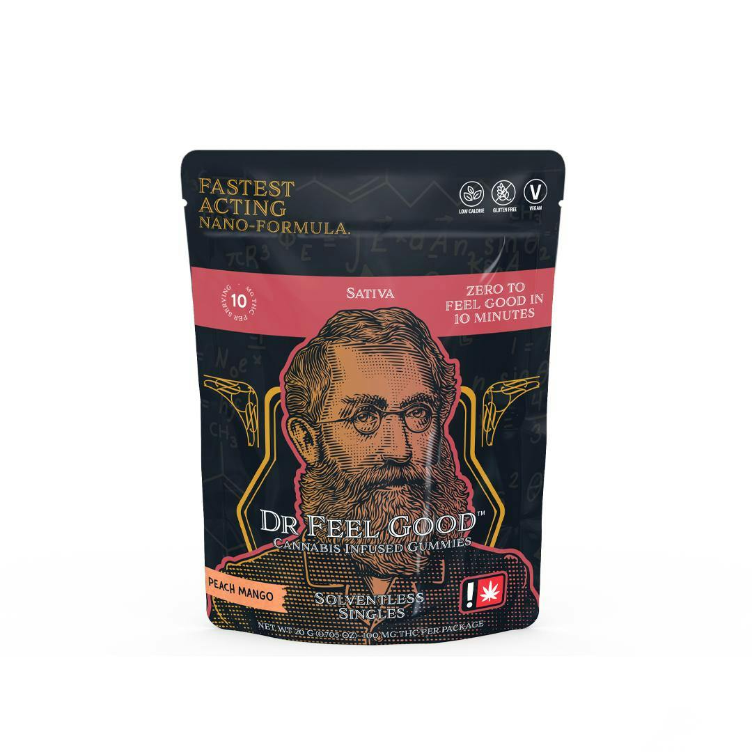 Photograph of product: Dr. Feel Good | au chocolat Rosin Single Gummy| 100mg | - Peach Mango