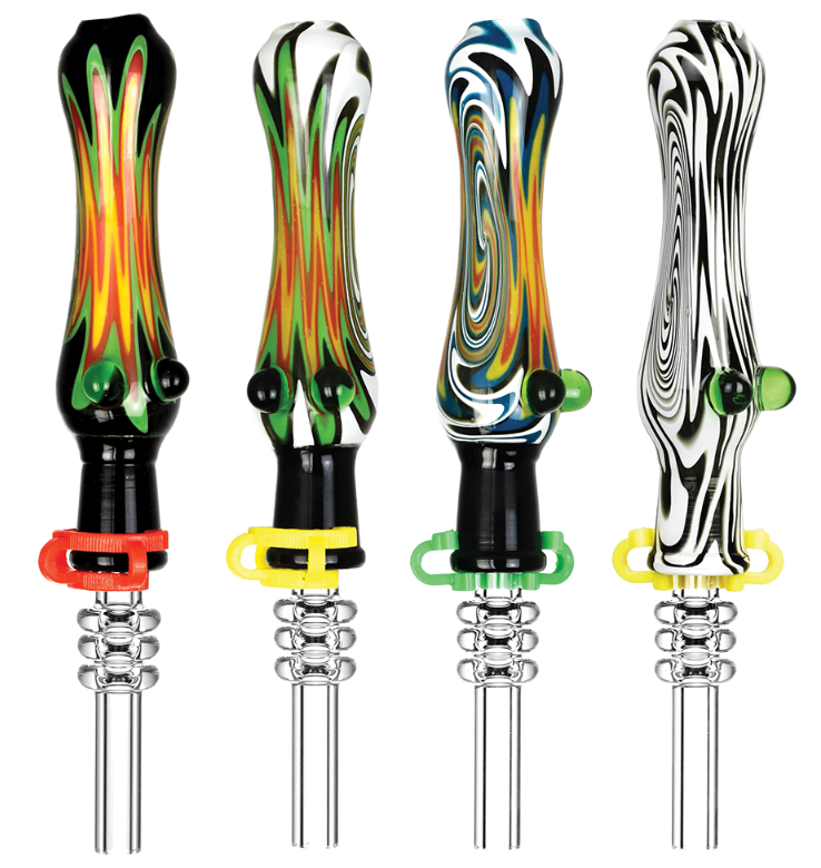 Photograph of product: Fully Worked Wig Wag Dab Straw| Quartz Tip | 5.5" | 10mm |