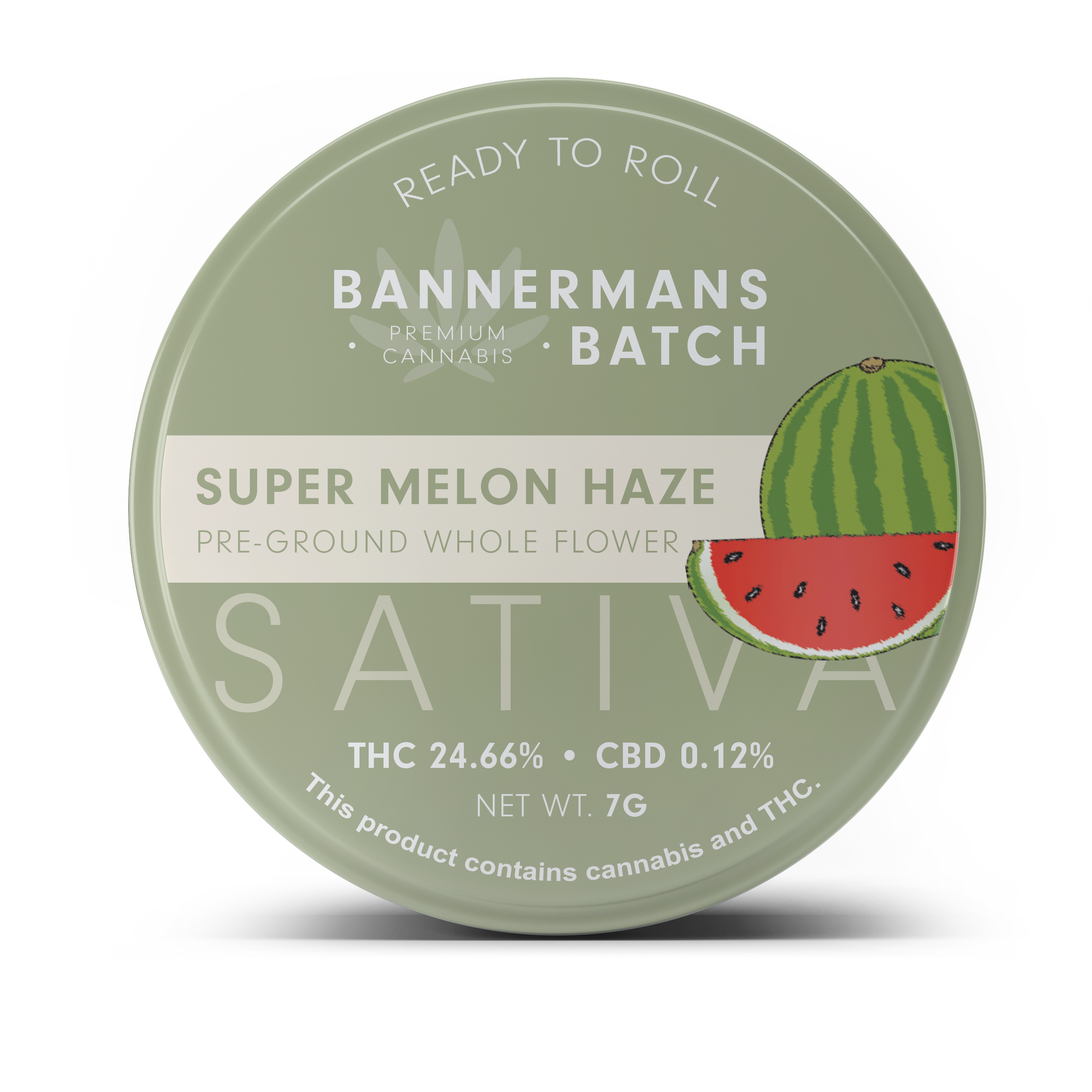 Photograph of product: Bannermans Batch | Super Melon Haze | Pre-Ground Flower | 7g