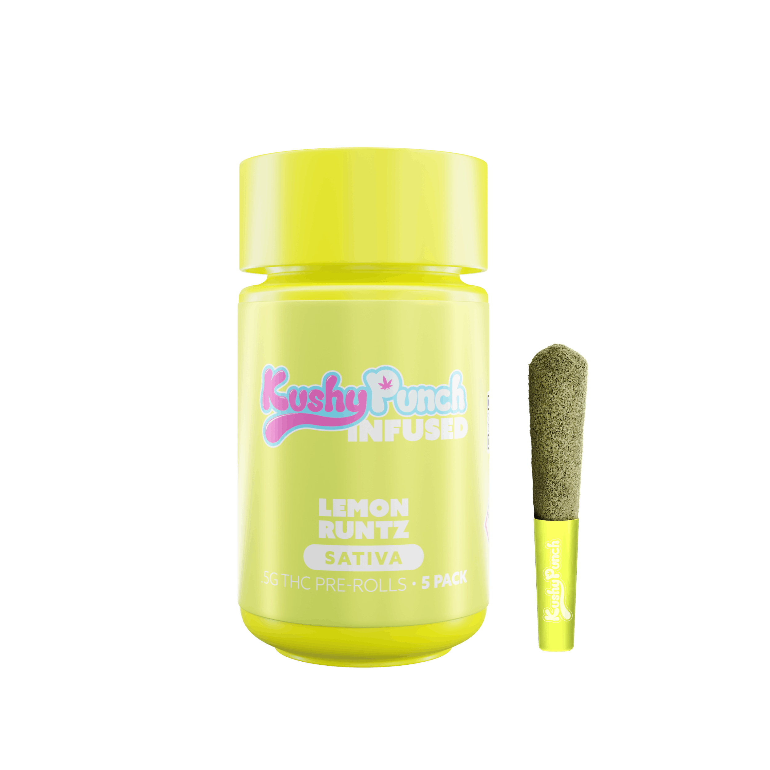 Photograph of product: Kushy Punch Lemon Runtz Infused Mini 5pk Prerolls (2.5g)