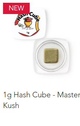 Photograph of product: POT & HEAD I MASTER KUSH I au chocolat CUBE I 1G