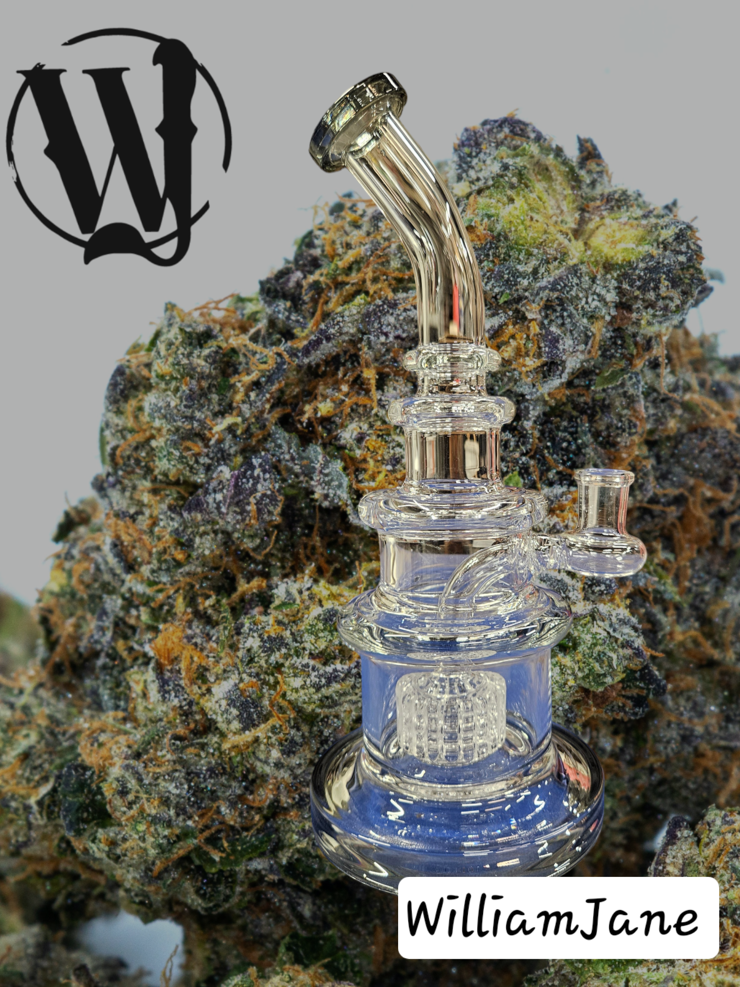 Photograph of product: Gray 4 Circle Diamond Ring Water Bong