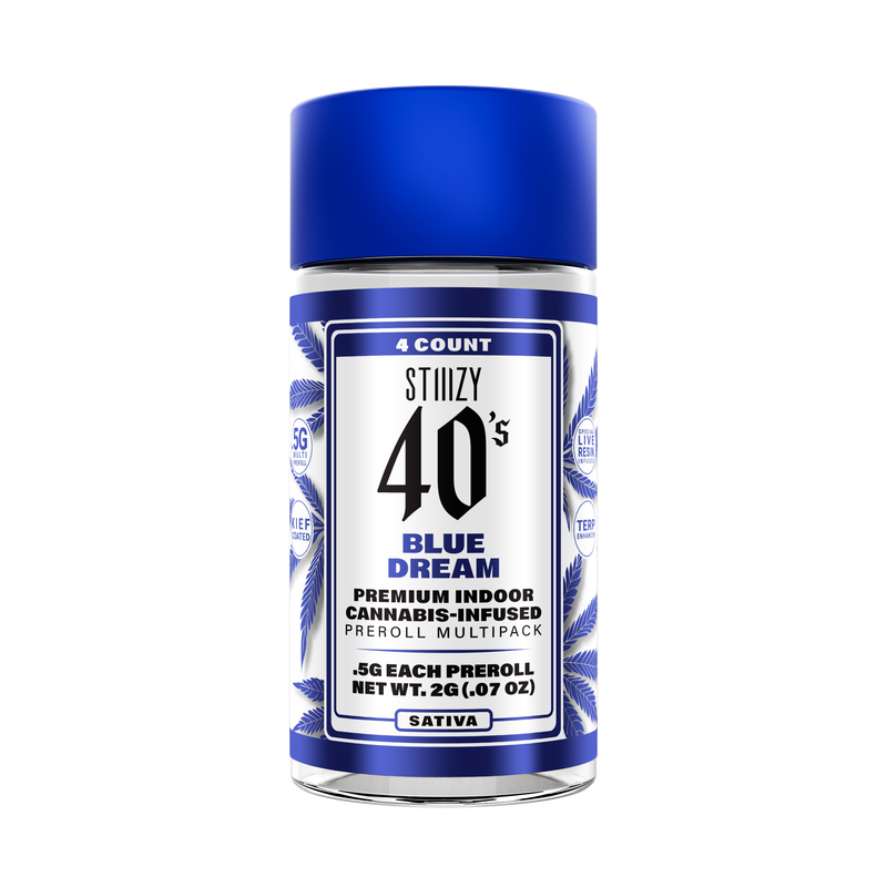 Photograph of product: STIIIZY 40's Blue Dream .5g Infused Preroll 4pk