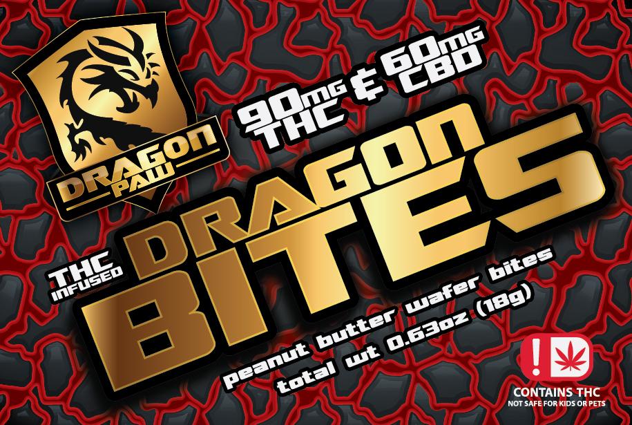 Photograph of product: EDIBLE JKJ DRAGON BITES PEANUT BUTTER WAFER