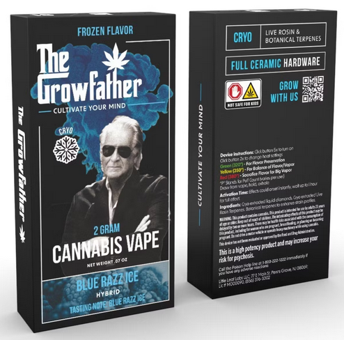 Photograph of product: Growfather - Frozen Blue Razz 2g Cryo Liquid Diamond Disposable