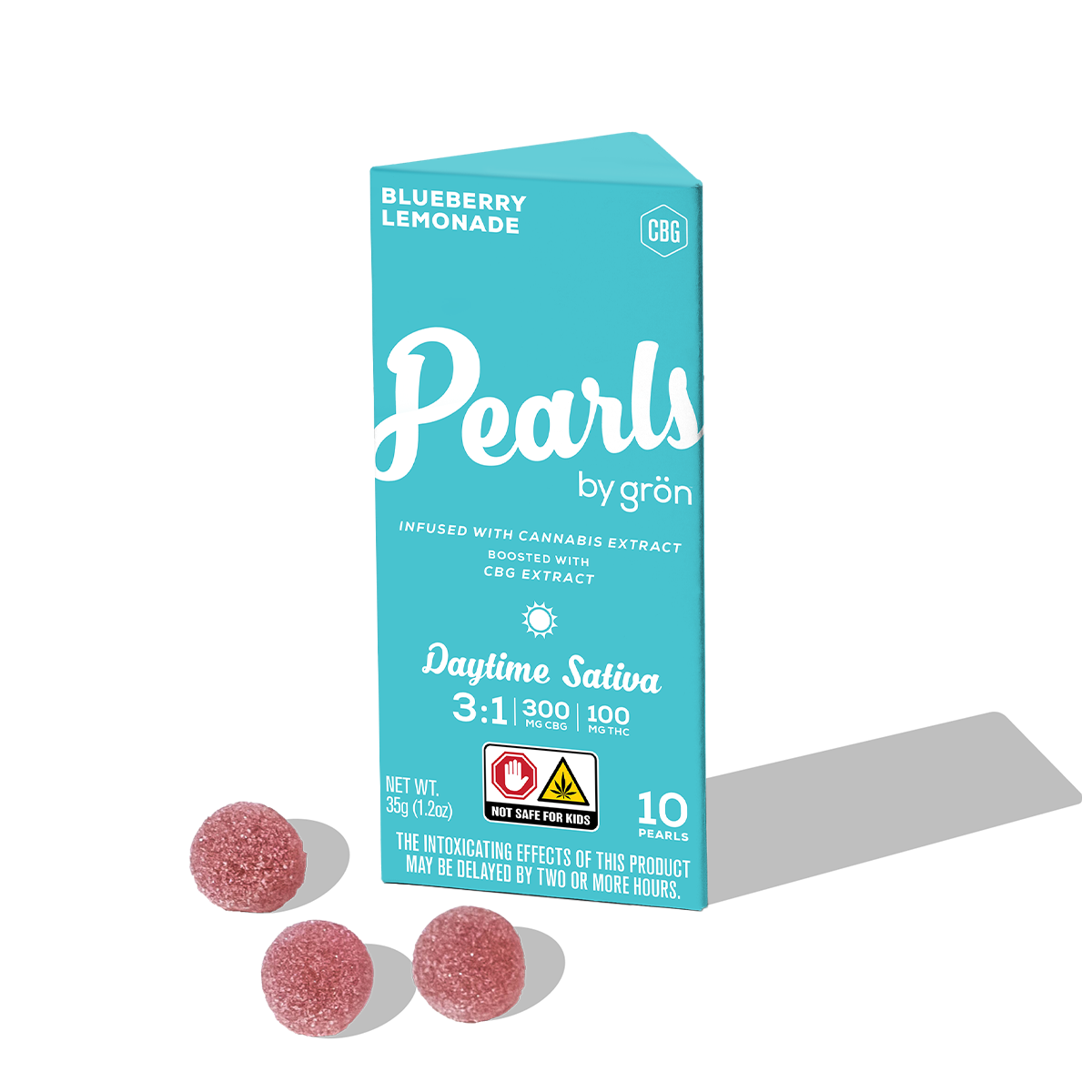 Photograph of product: Gron Pearls 10pk/100mg -Blueberry Lemonade 3:1 (CBG:TH-oui)
