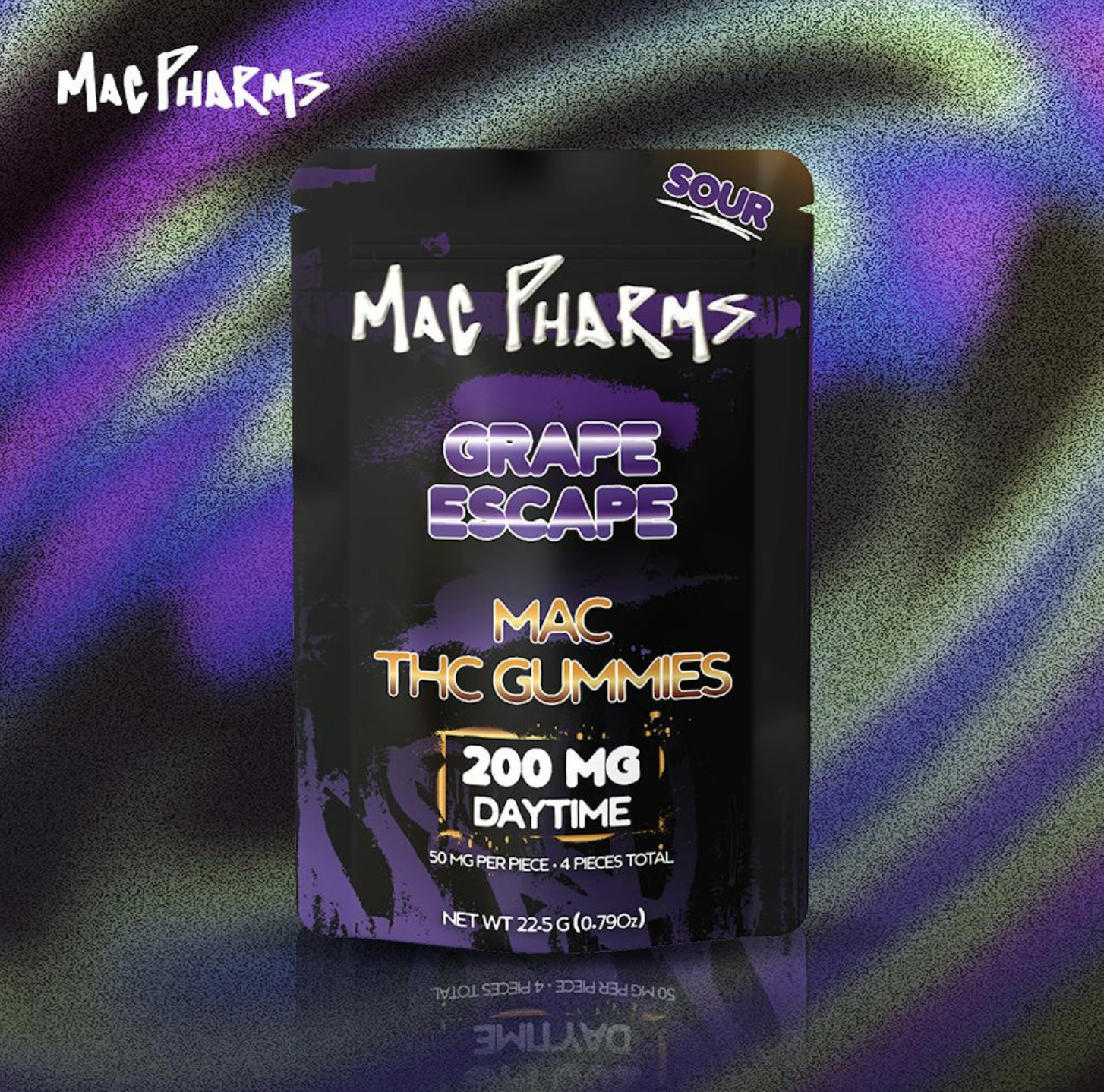 Photograph of product: MAC PHARMS | SOUR GRAPE | GUMMIES | 200MG