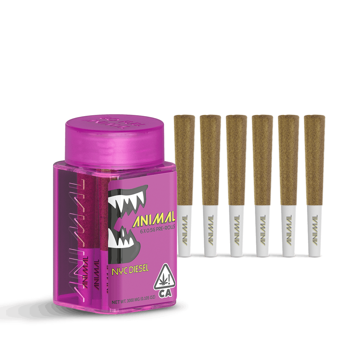 Photograph of product: ANIMAL - 6x .5G SUPER INFUSED PRE ROLL PACK - NYC DIESEL