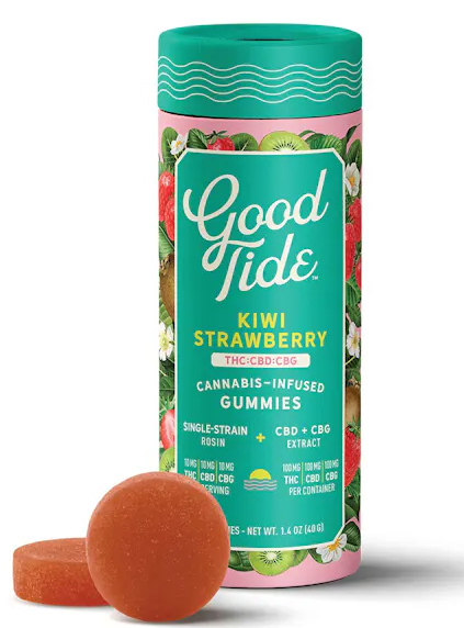 Photograph of product: Good Tide Kiwi Strawberry 1:1:1 Gummies