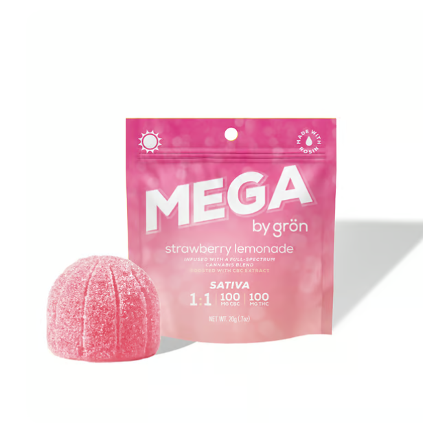 Photograph of product: MEGA | Strawberry Lemonade 1:1 (TH-oui,CBC) Rosin Gummy 1Pk - Oui'd (Macro Dose)