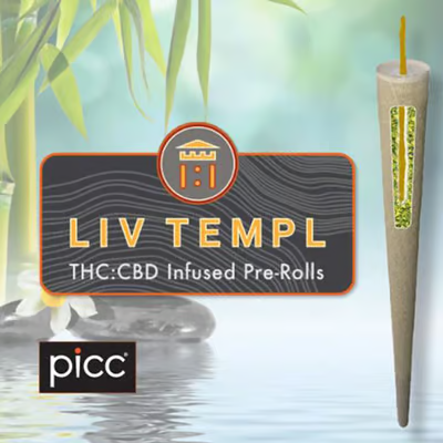 Photograph of product: (Oui'd) Go Time & CBD Sauce Rosin Liv Temple Infused Pre-Roll | 1g