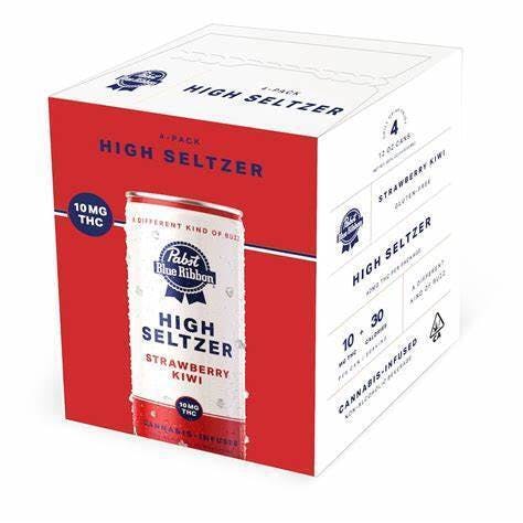 Photograph of product: PABST | PBR Infused High Seltzer - STRAWBERRY KIWI | 10mg | 4 Pack