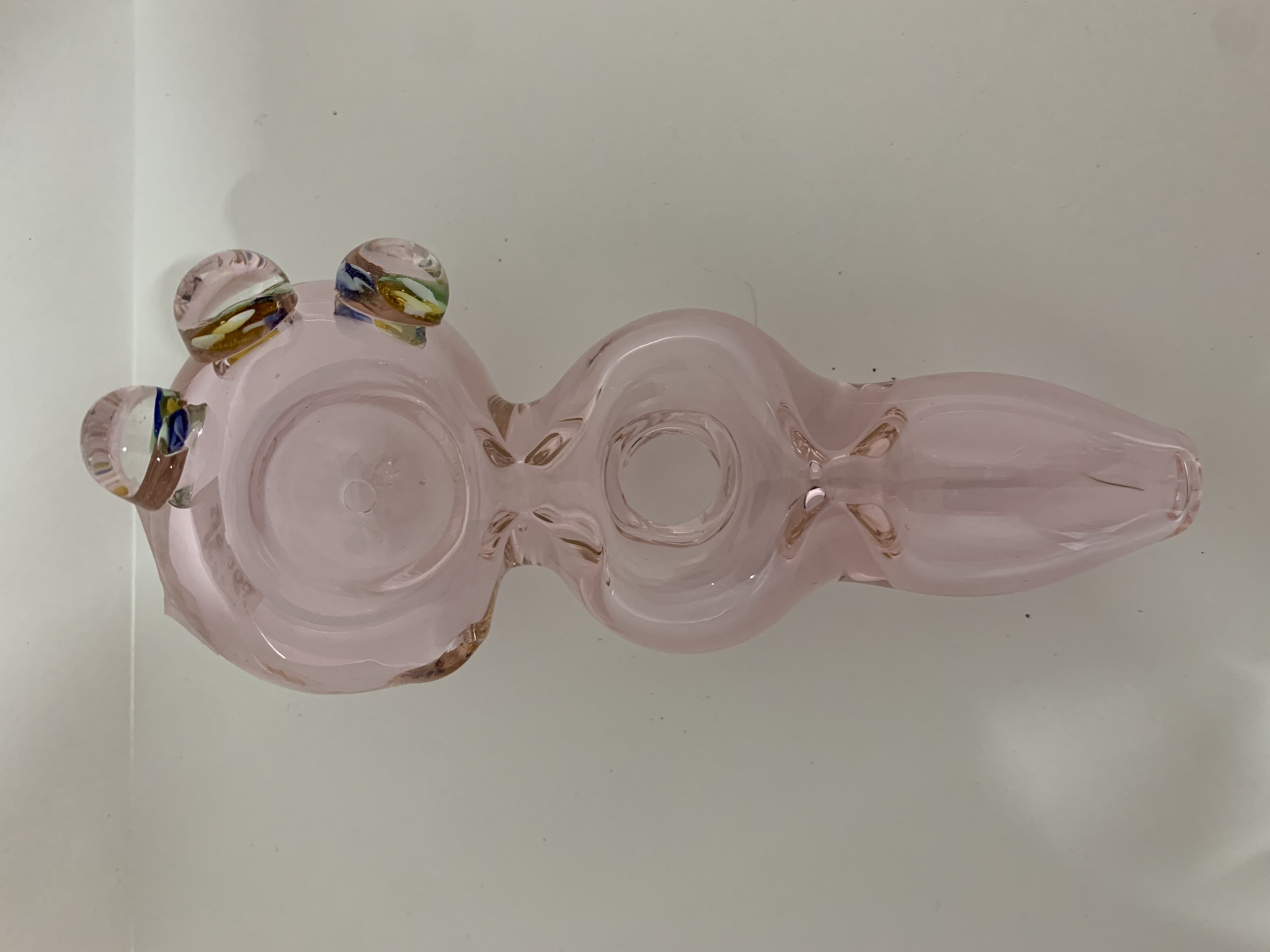 Photograph of product: Glass - 5" Pink Donut Hole Pipe - P2877