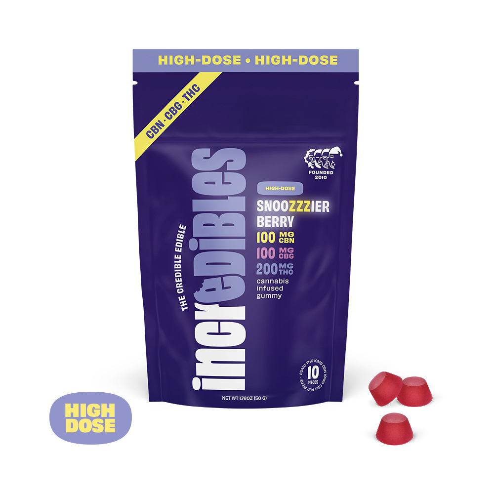 Photograph of product: High Dose Snoozzzierberry Gummies 200mg (10-Pack | 20mg Each)