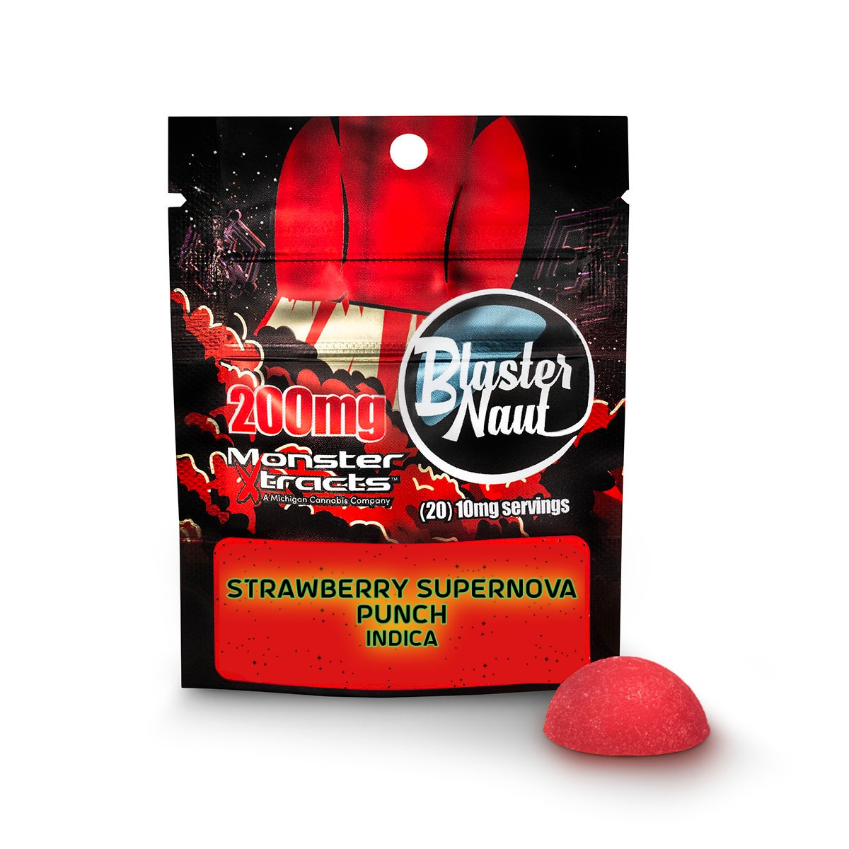 Photograph of product: Strawberry Supernova Punch Blasternaut   One Gummy