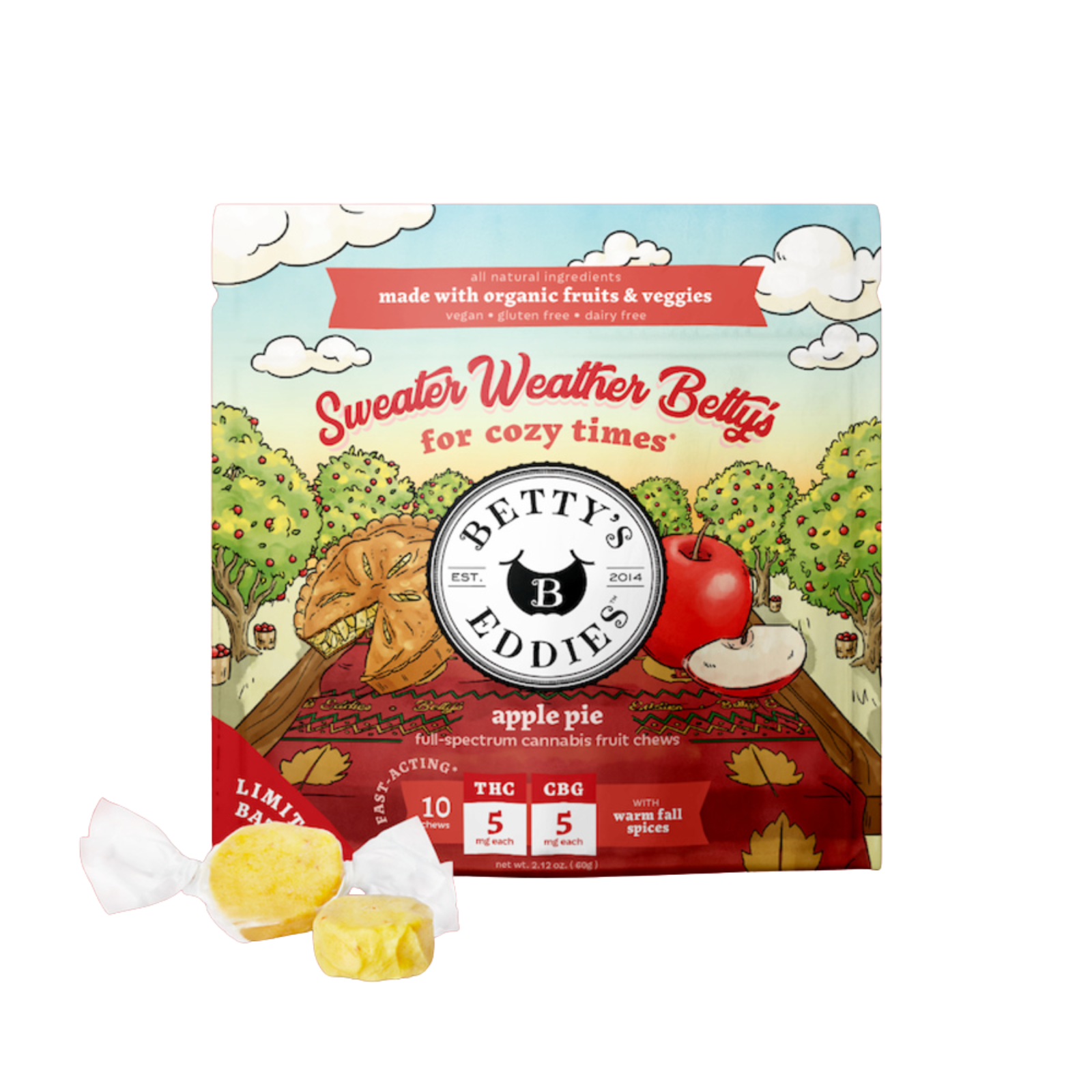 Photograph of product: 50mg 10pk Chews | Apple Pie | Betty's Eddies