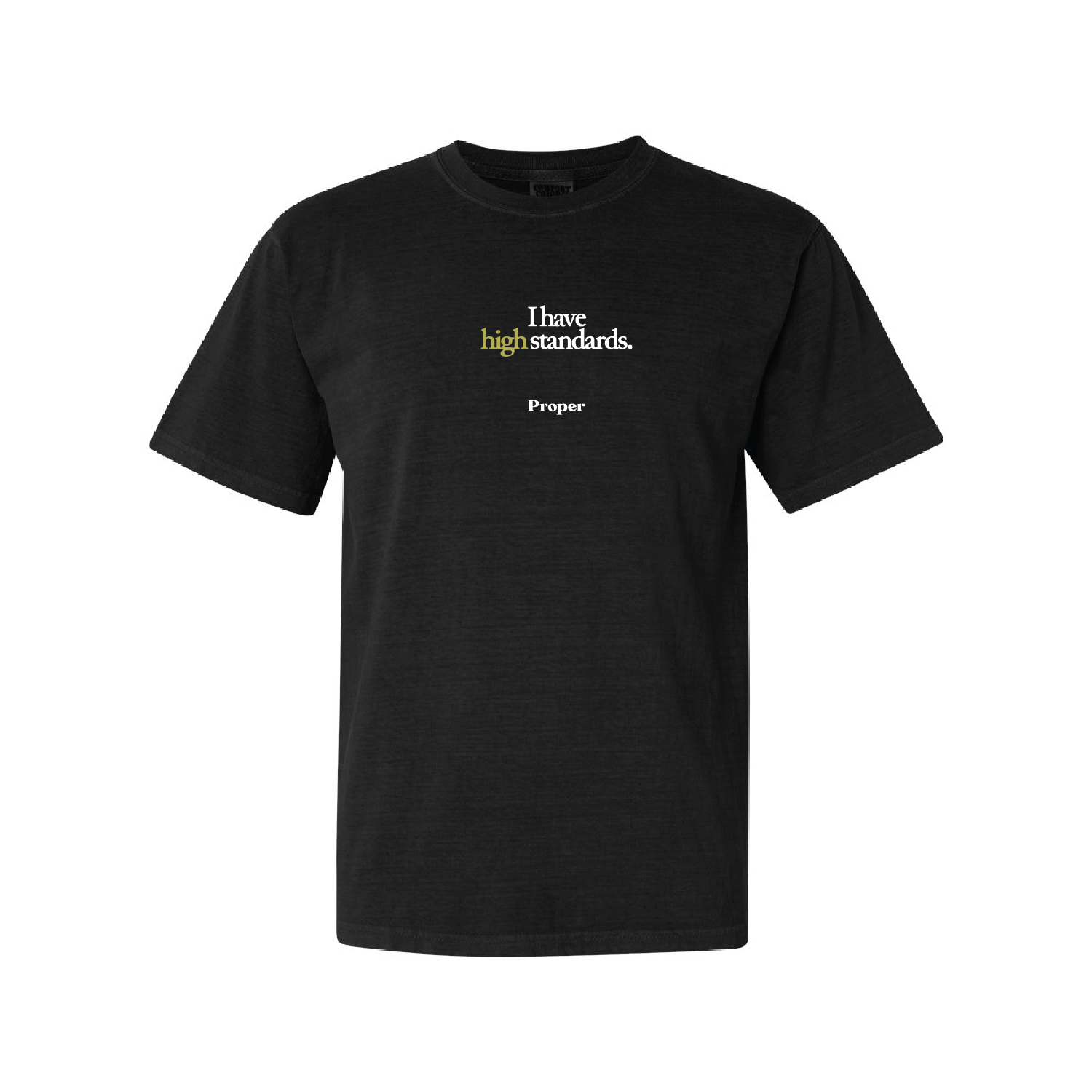 Photograph of product: Black "I have high standards" Tee