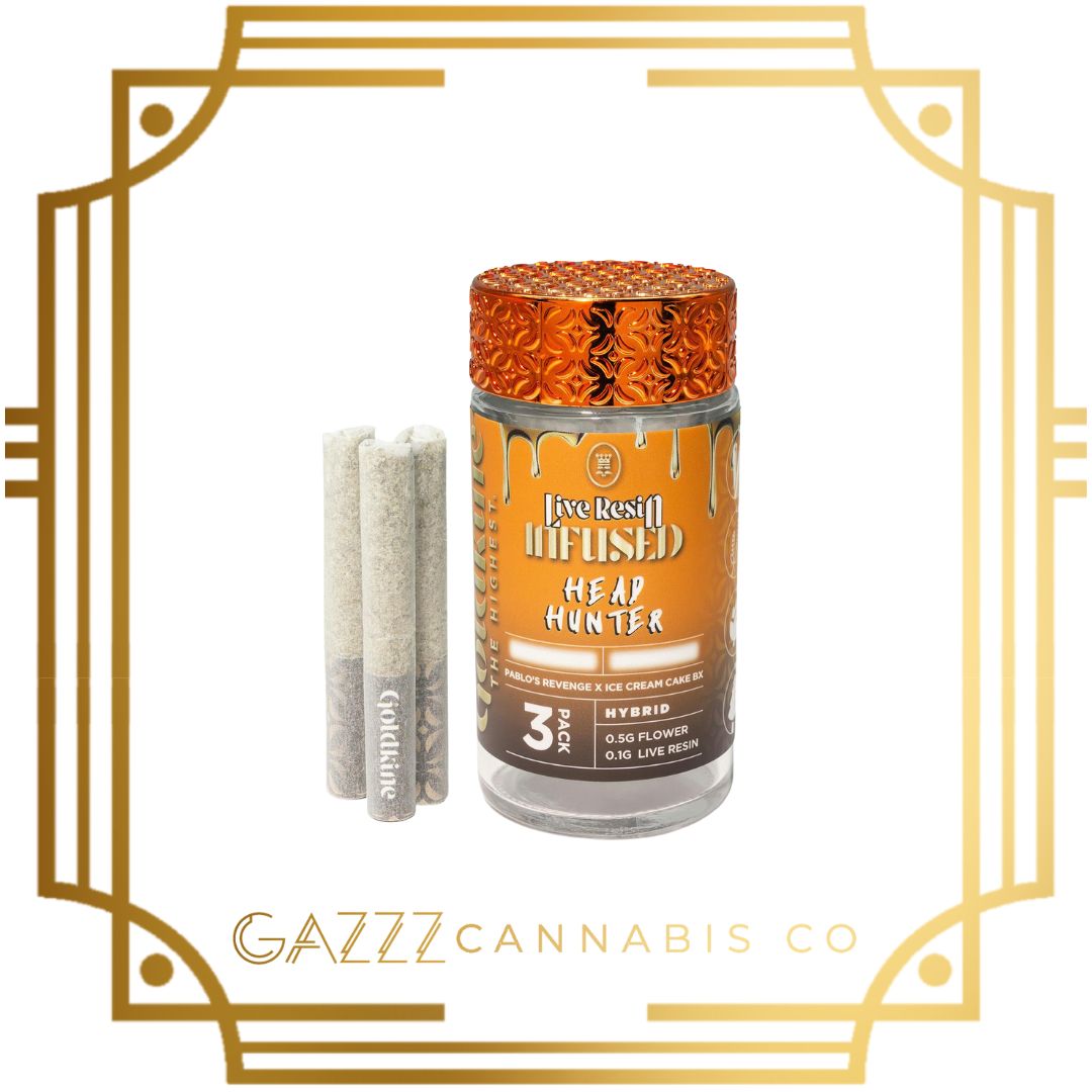 Photograph of product: Goldkine Head Hunter Infused Pre-Rolls 3pk 1.8G