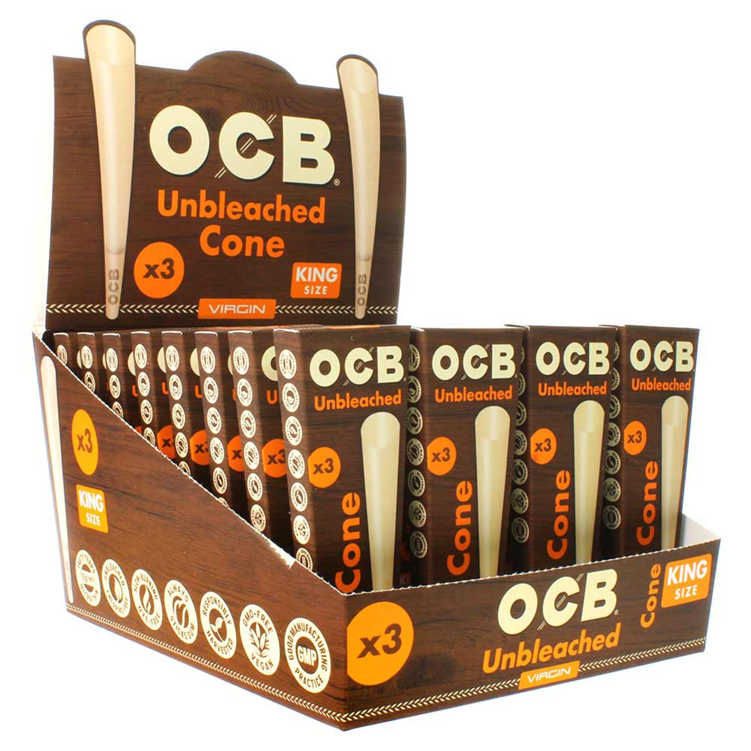 Photograph of product: OCB - Virgin Unbleached King Size Cone - 3pk