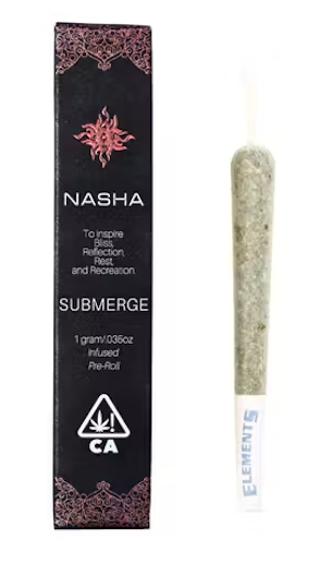 Photograph of product: Nasha Submerge OGxSkunk 1/Grape Pie au chocolat Infused Oui'd Hybrid Preroll