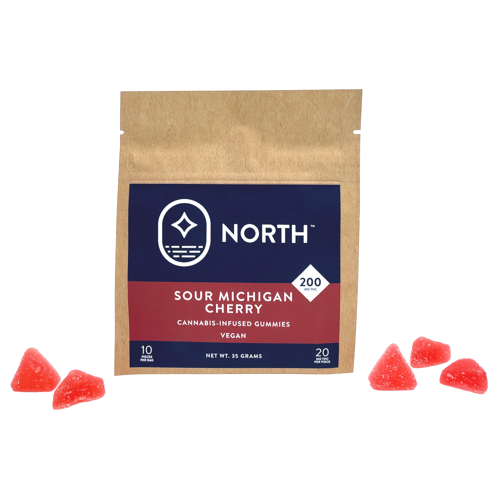 Photograph of Product: Sour Michigan Cherry Gummies - Vegan, GF (20mg Each | 200mg Total THC)