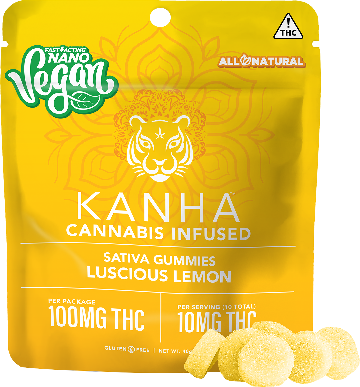 Photograph of product: Kanha Nano Vegan Luscious Lemon (S) Gummies 10mg 10pk