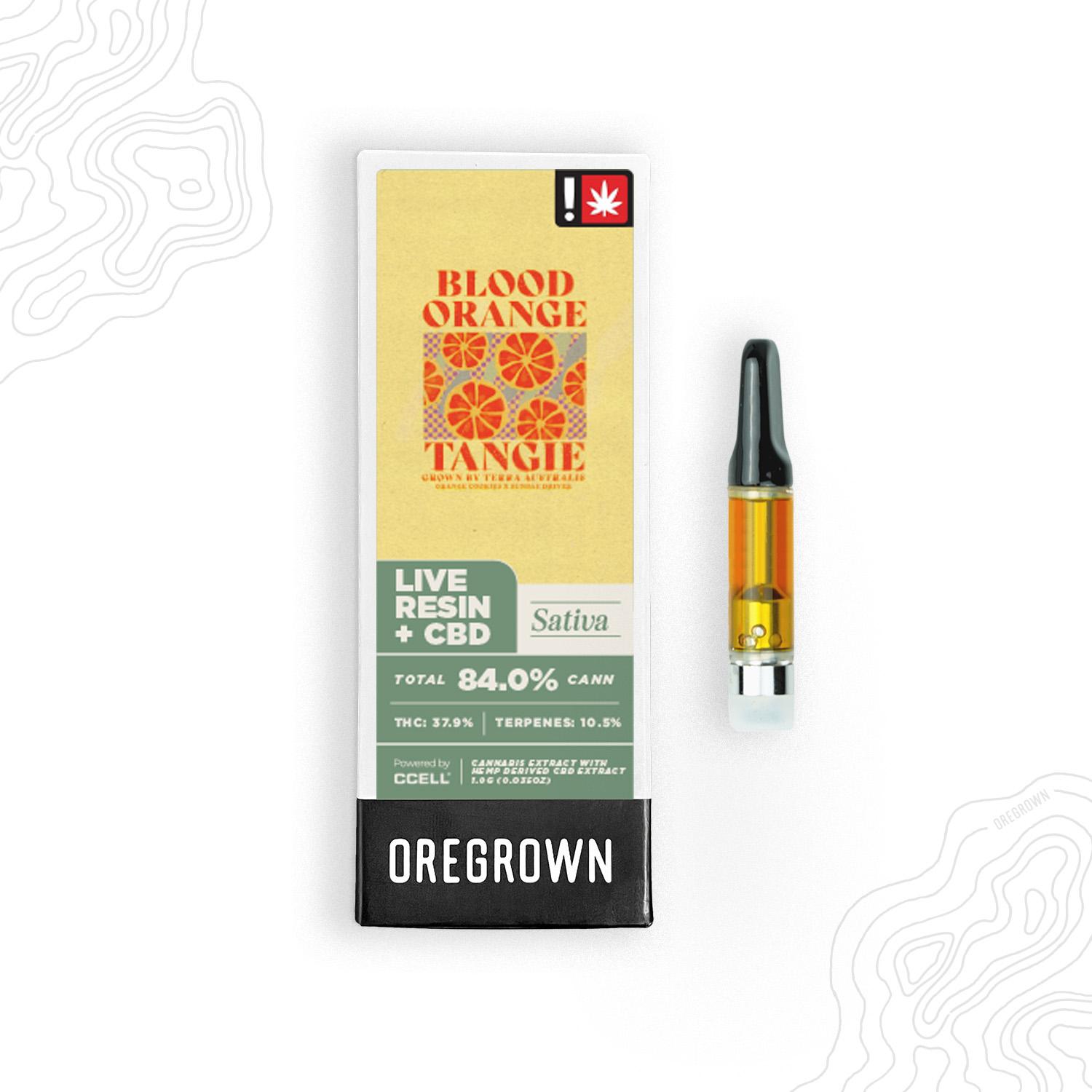 Photograph of product: Blood Orange Tangie Live Resin + CBD 510