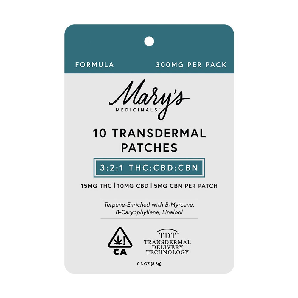 Photograph of product: 3:2:1 TH-oui:CBD:CBN Formula 10pk Transdermal Patches Mary's