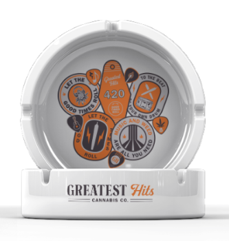 Photograph of product: Greatest Hits | Ashtray | Icons Design | White