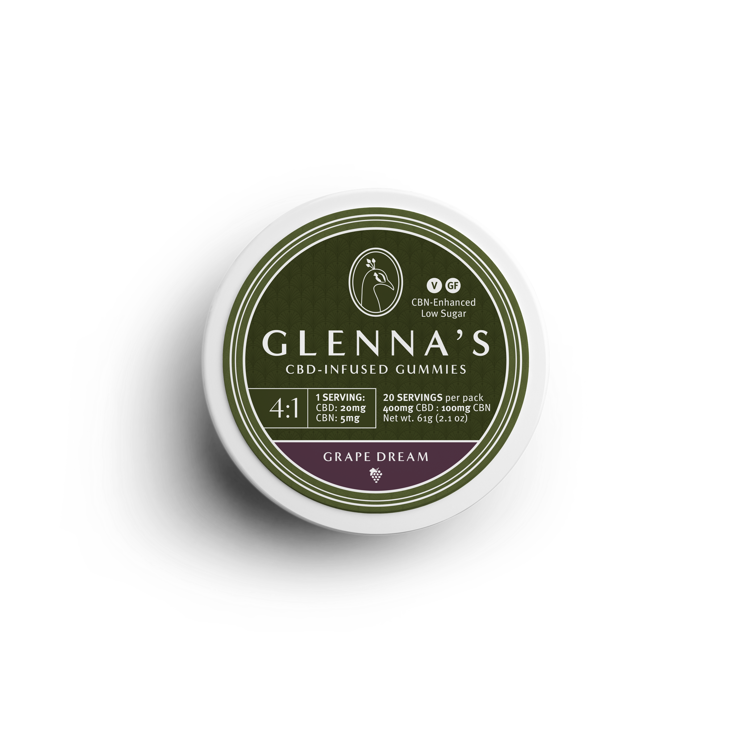 Photograph of product: Grape Dream 4:1 CBD/CBN Gummies  20 Pack