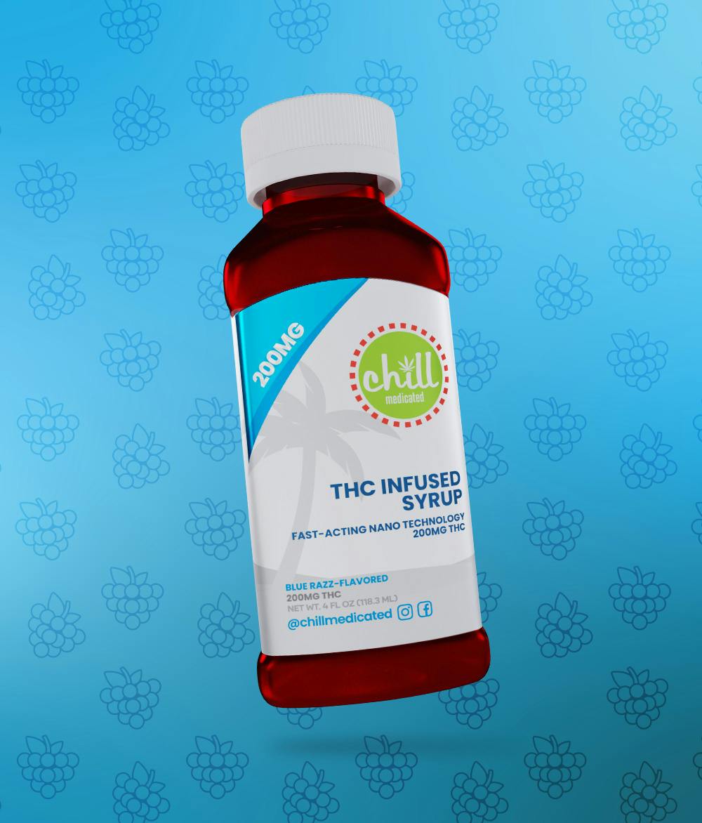 Photograph of product: CHILL MEDICATED | BLUE RAZZ SYRUP | 200MG