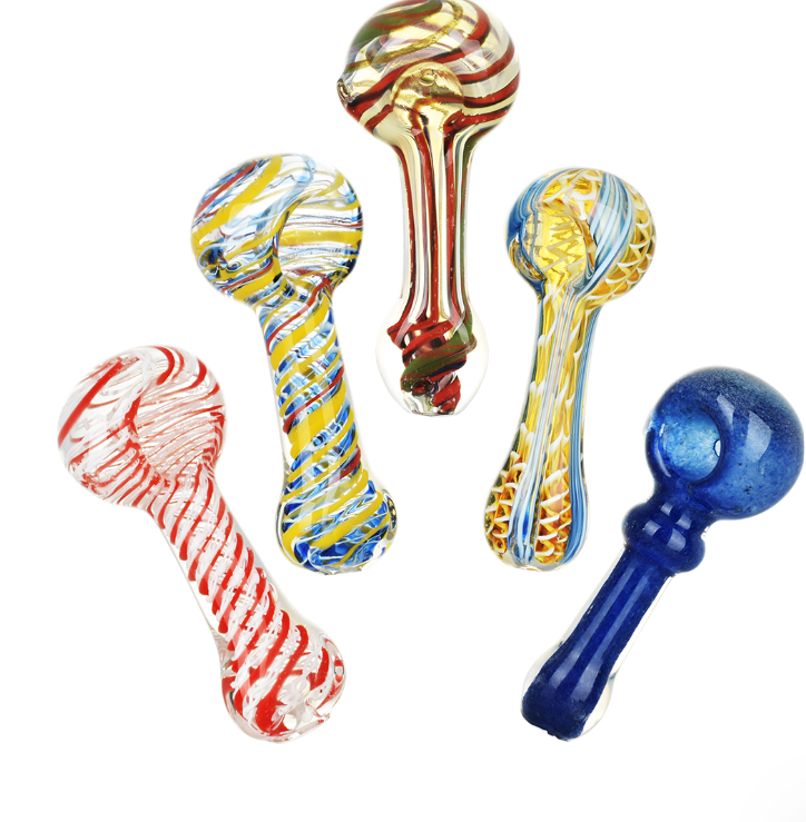 Photograph of product: Striped Glass Spoon Pipe 3.5"