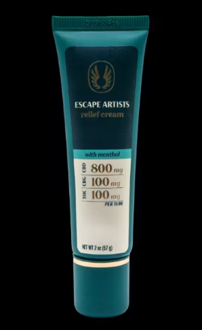 Photograph of product: Escape Artists Relief Cream Tube 2.0oz- Menthol - 800mg:100mg:100mg (CBD:CBG::TH-oui)
