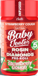 Photograph of product: Baby Jeeter - Strawberry Cough - 5 x .5g Rosin Infused Prerolls